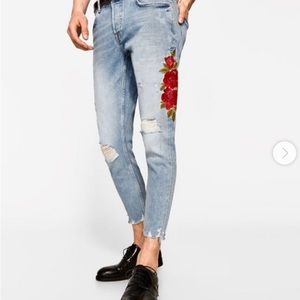 NovaMan Men’s Denim Jeans Rose Embellished
